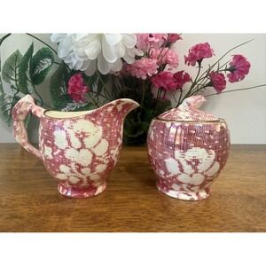 Vintage Royal Winton Grimwades Pink‎ Floral Creamer Sugar Set Chintz Style Gift